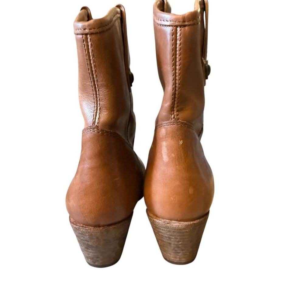Frye Jackie Button Western Bootie Brown Leather Coastal Cowgirl Women size 8 - Picture 4 of 6
